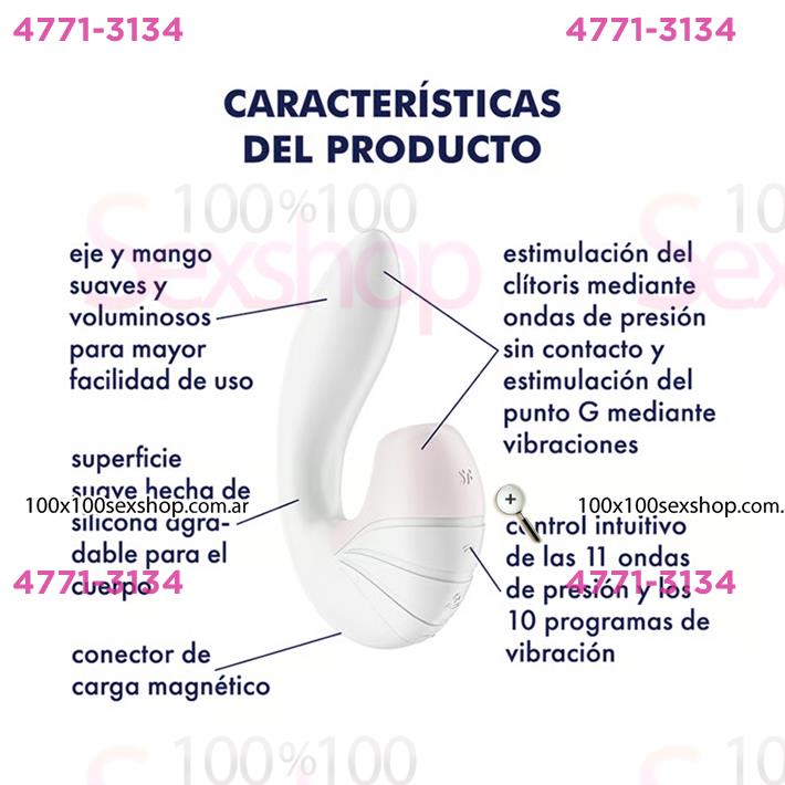 Supernova white succionador de clitoris con estimulacion de punto G y carga USB