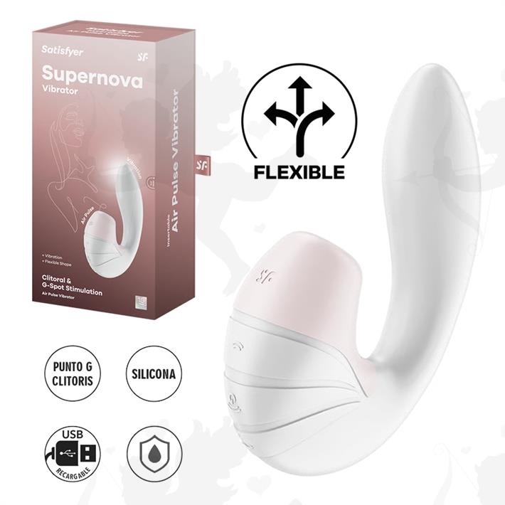 Supernova white succionador de clitoris con estimulacion de punto G y carga USB Supernova white succionador de clitoris con estimulacion de punto G y carga USB