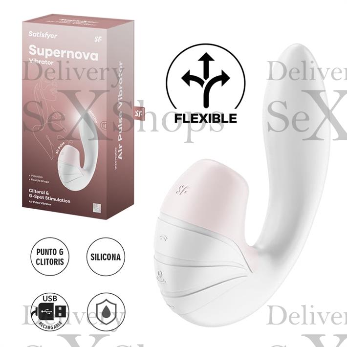 Supernova white succionador de clitoris con estimulacion de punto G y carga USB Supernova white succionador de clitoris con estimulacion de punto G y carga USB