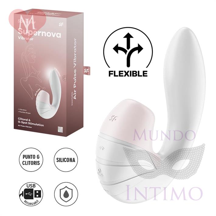 Supernova white succionador de clitoris con estimulacion de punto G y carga USB