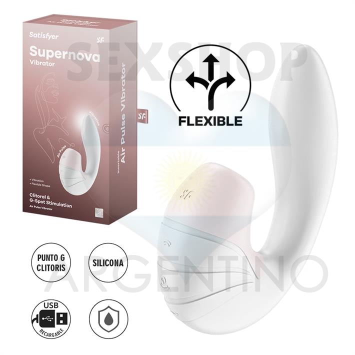 Supernova white succionador de clitoris con estimulacion de punto G y carga USB