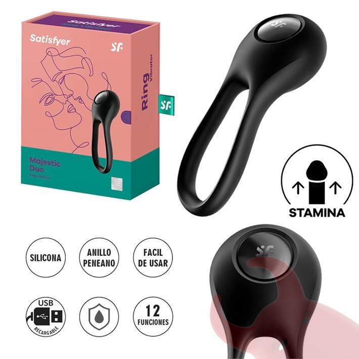 Majestic Duo Anillo para el pene de silicona innovador y flexible