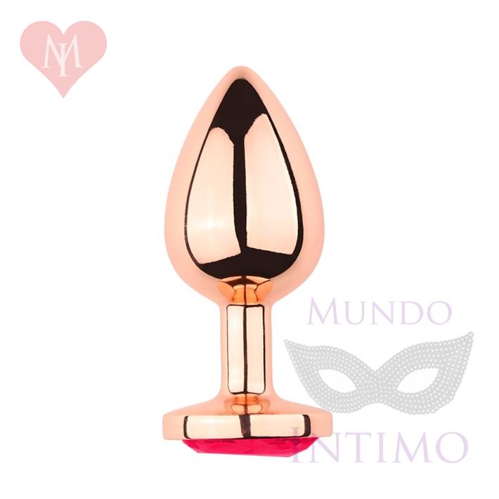 Coma Rojo M: Joya anal Medium color Gold Rosado con gema rojo