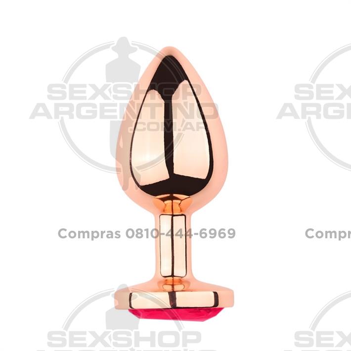 Coma Rojo S: Joya anal Small color Gold Rosado con gema rojo