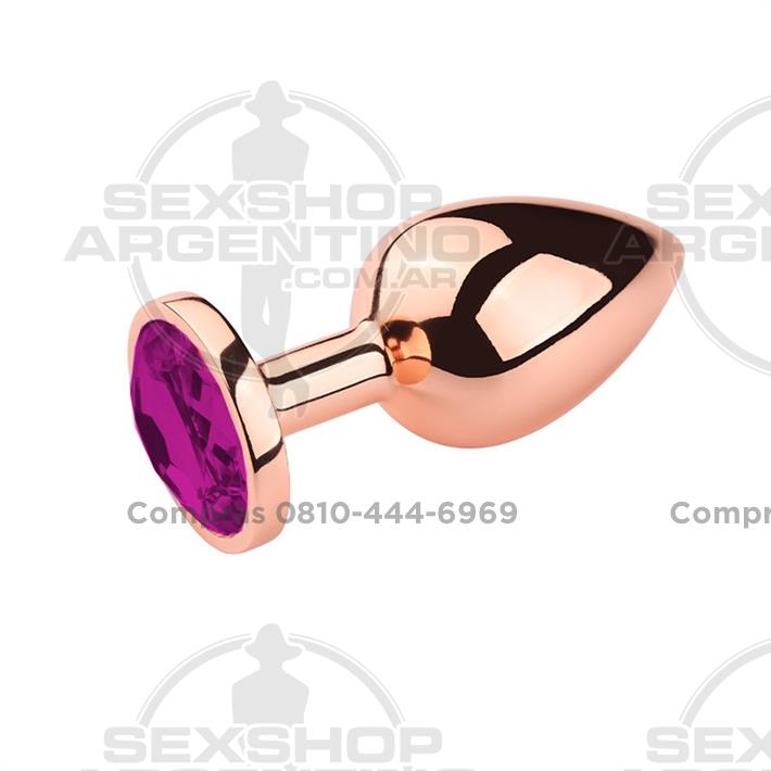 Auriga Fucsia S: Joya anal color plomo Small con gema fucsia