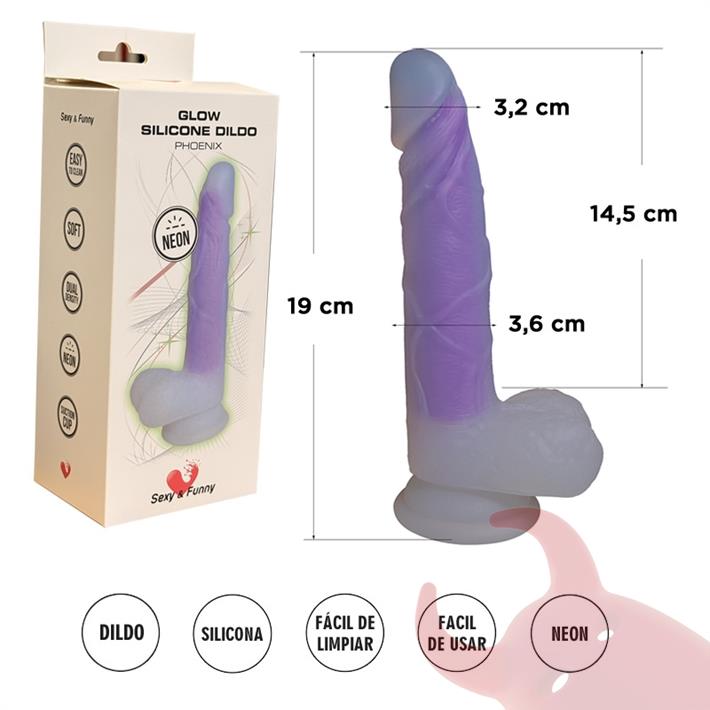 Dildo de Silicona Luminoso 19 cm – Brilla en la Oscuridad