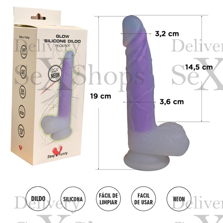  Dildo de Silicona Luminoso 19 cm – Brilla en la Oscuridad 