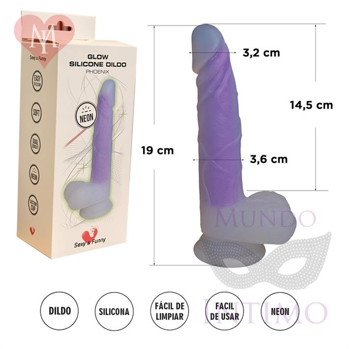  Dildo de Silicona Luminoso 19 cm – Brilla en la Oscuridad 