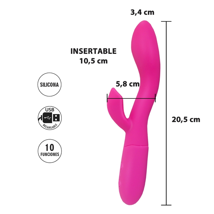 Chamaeleon : Vibrador con estimulador de clitoris y 10 modos de vibracion y 5 velocidadesEAN: LA'50081