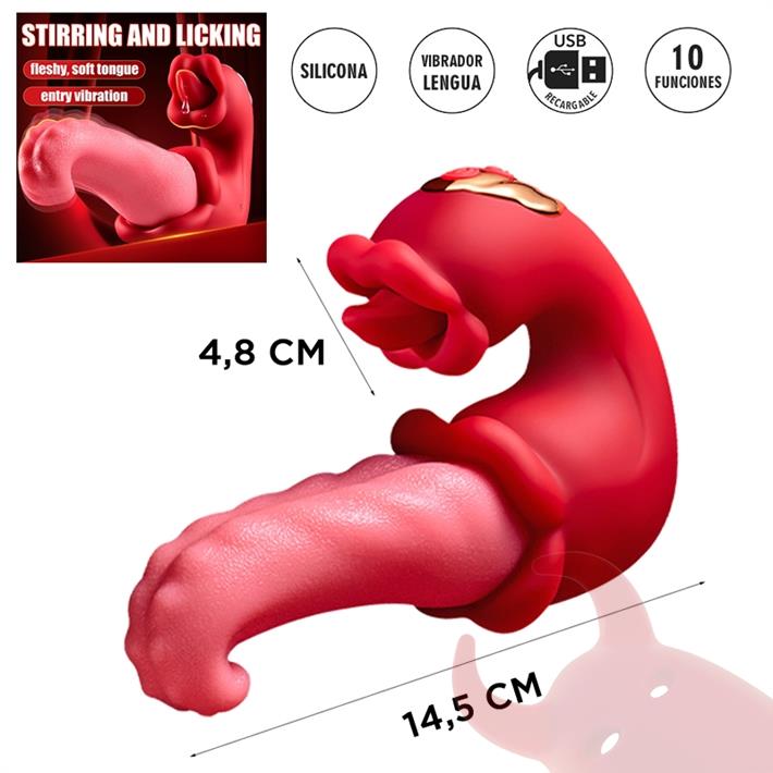  Vibrador doble con forma de lengua 