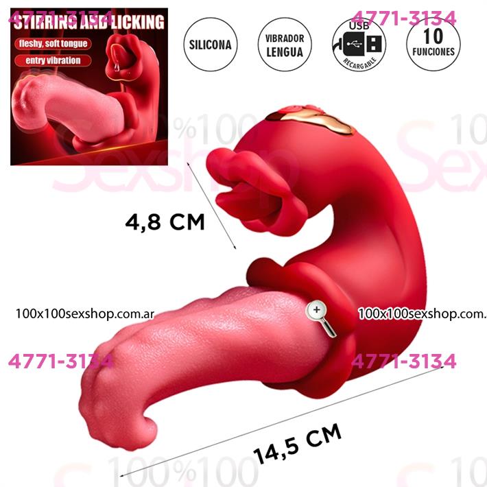 Vibrador doble con forma de lengua