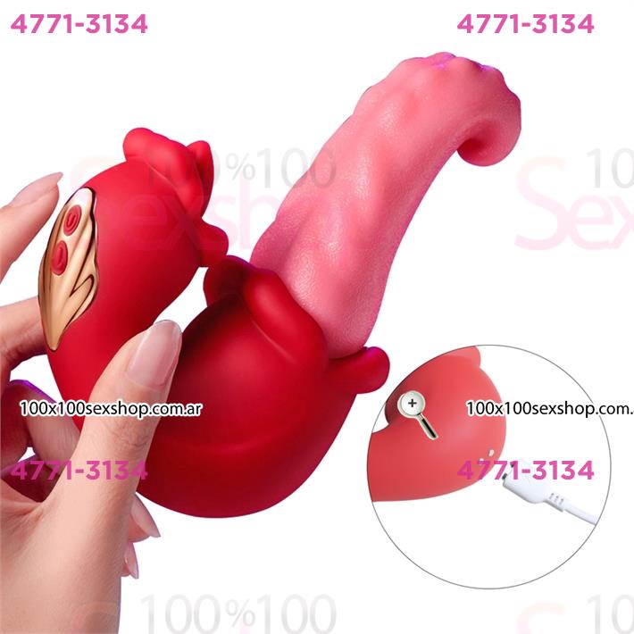 Vibrador doble con forma de lengua