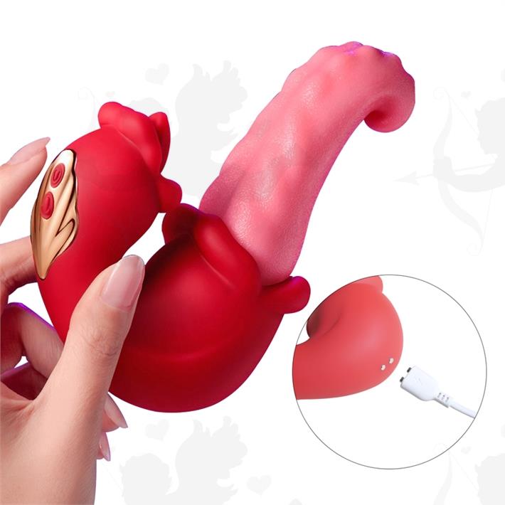 Vibrador doble con forma de lengua