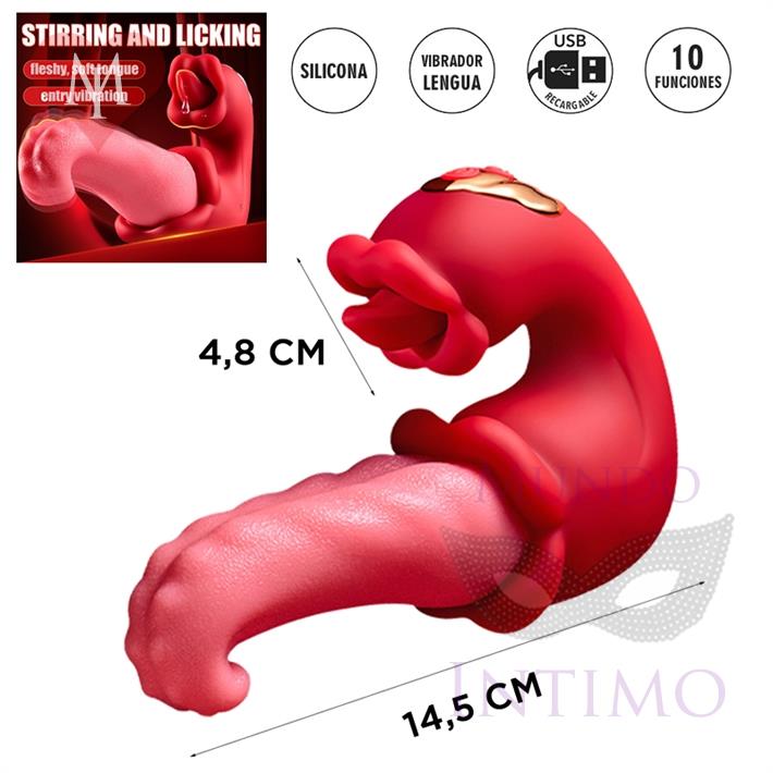  Vibrador doble con forma de lengua 