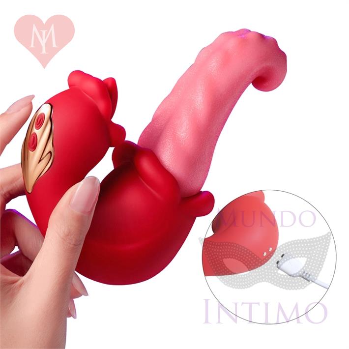 Vibrador doble con forma de lengua