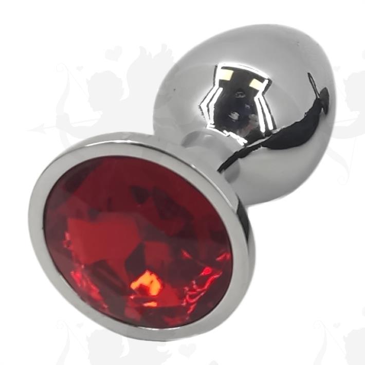 Joya anal de metal SMALL con piedra roja
