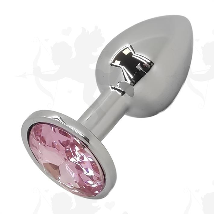 Plug de metal SMALL con joya rosa