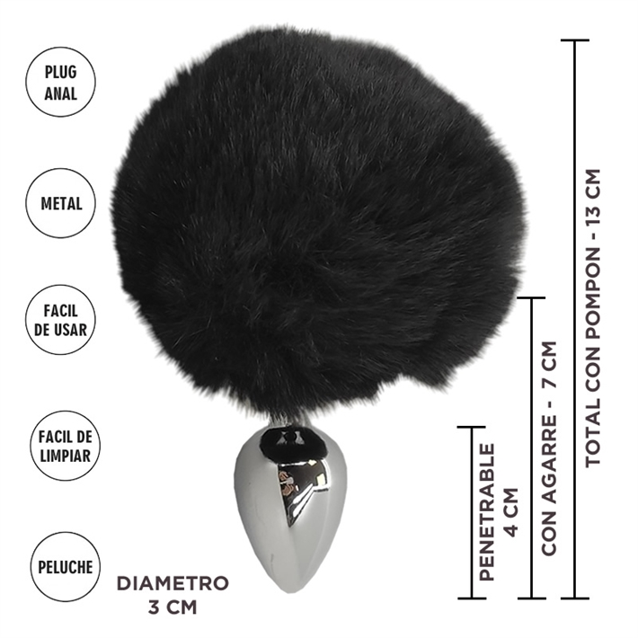 Fornax Negra S : Plug Anal Metalico con Cola ConejoEAN: AC70371