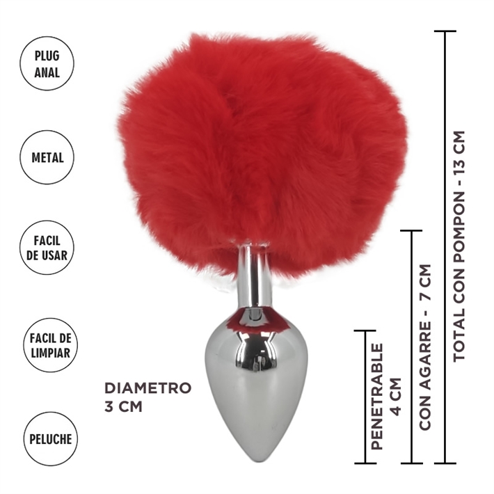 Fornax Roja S : Plug Anal Metalico con Cola ConejoEAN: AC70374