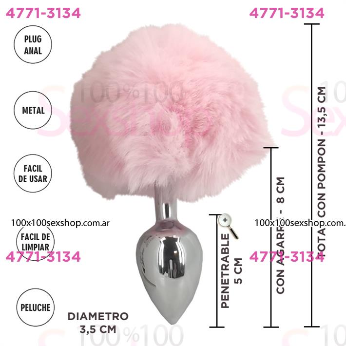 Cód: CA SS-SF-70378 - Cola de conejo metalica rosa tamaño M - $ 25400