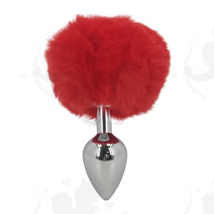 Cód: SS-SF-70380 - Plug de metal rojo con cola de conejo roja tamaño M - $ 15100