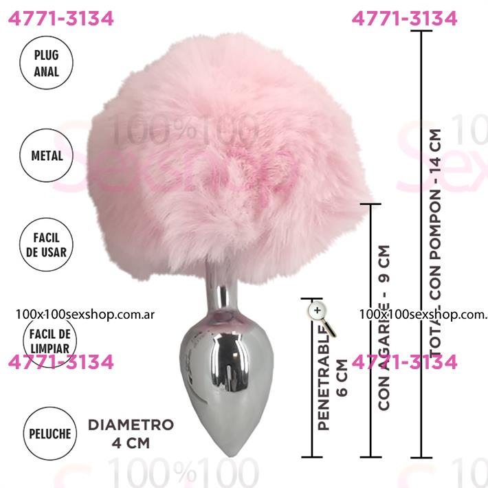 Cód: CA SS-SF-70384 - Pluga tamaño Small con cola de conejo rosa - $ 26600