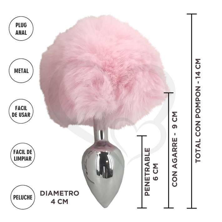 Fornax Rosa L : Plug Anal Metalico con Cola Conejo