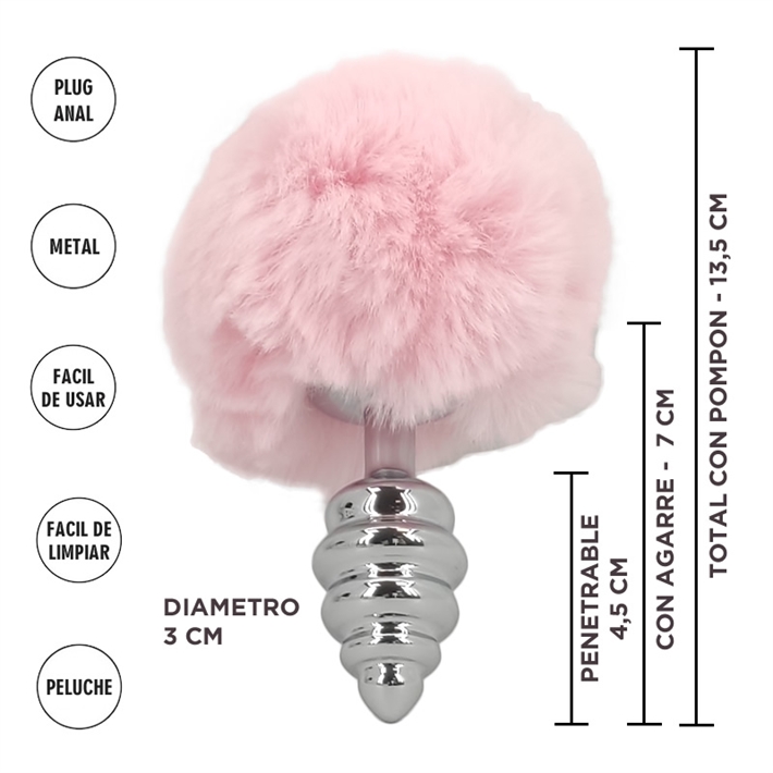 Cepheus Rosa S : Plug Anal Metalico con Cola Conejo #DestacadoEAN: AC70388