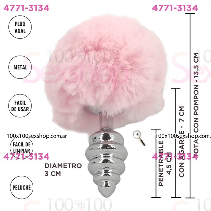 Cód: CA SS-SF-70388 - Plug cola de conejo rosa tamaño S - $ 24200