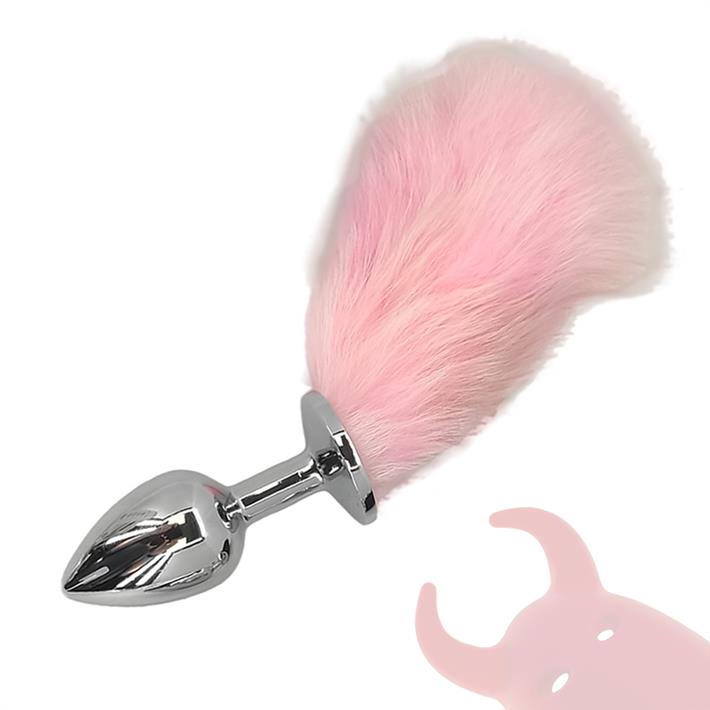 Plug metalico con cola rosa tamaño S