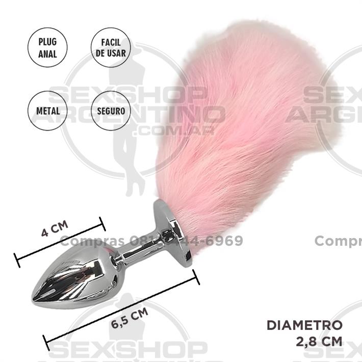  - Plug metalico con cola rosa tamaño S