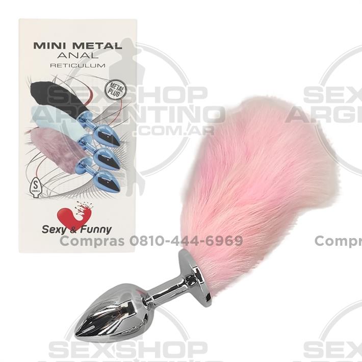 Plug metalico con cola rosa tamaño S