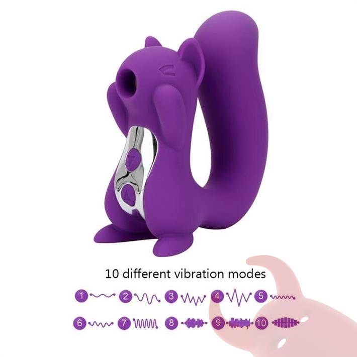 Ursa succionador de clitoris con forma de ardilla, vibracion y carga USB