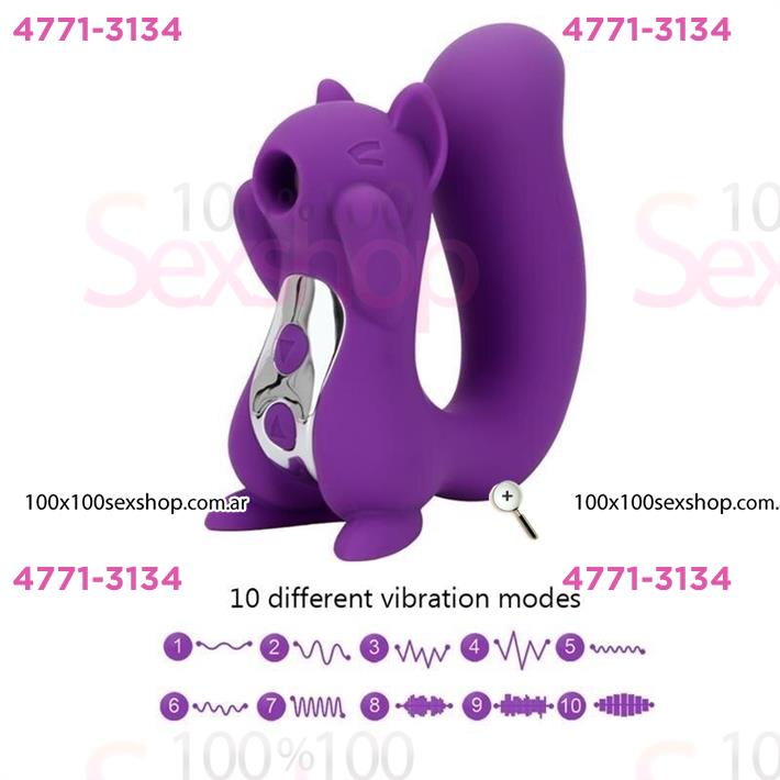 Ursa succionador de clitoris con forma de ardilla, vibracion y carga USB