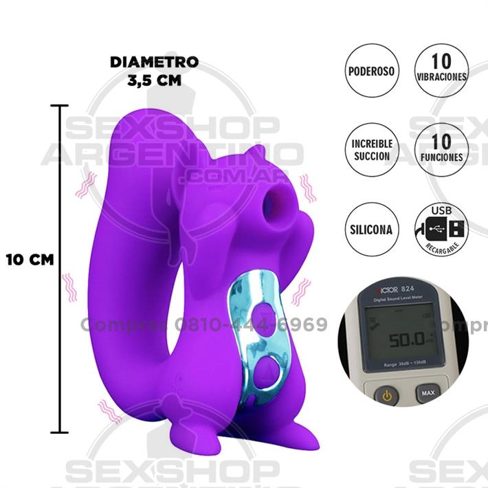  - Ursa succionador de clitoris con forma de ardilla, vibracion y carga USB