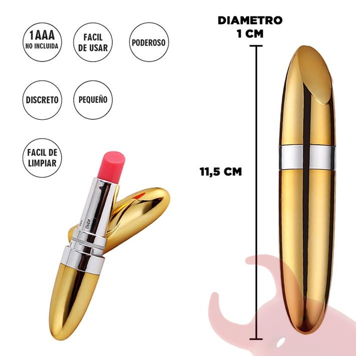  Estimulador femenino Tucana con forma de lapiz labial dorado 