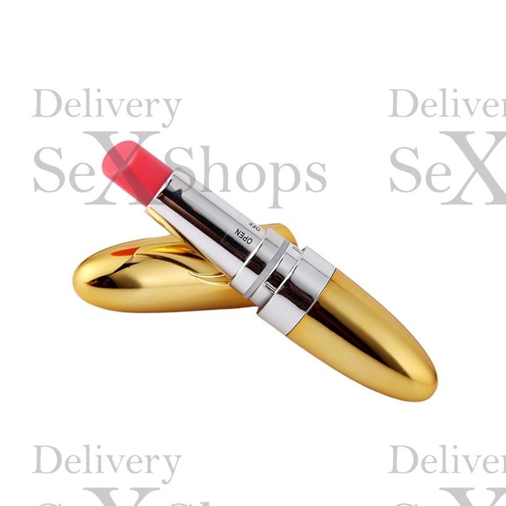 Estimulador femenino Tucana con forma de lapiz labial dorado