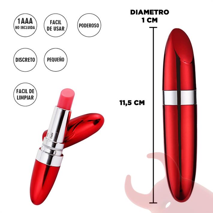  Estimulador de clitoris rojo con forma de lapiz labial Tucana 