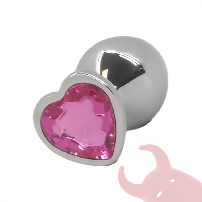 Joya anal corazon rosa metalica tamaño S