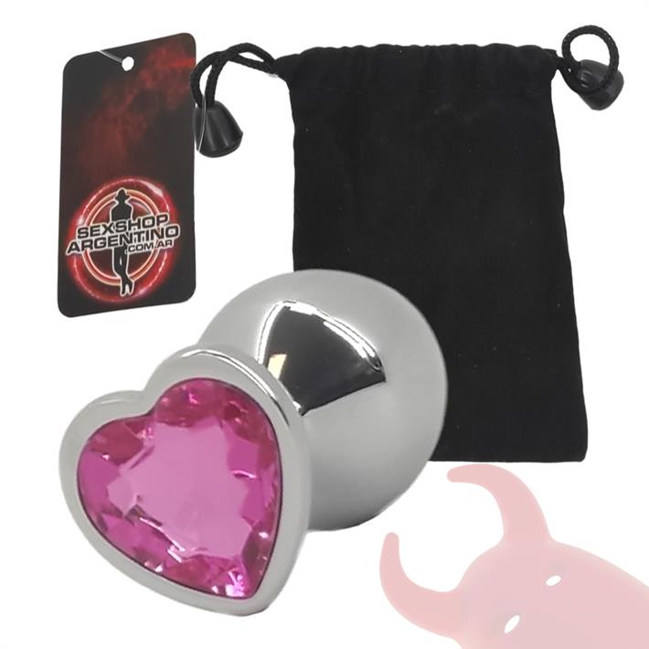 Joya anal corazon rosa metalica tamaño S