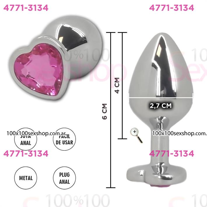 Cód: CA SS-SF-70797 - Joya anal corazon rosa metalica tamaño S - $ 23000