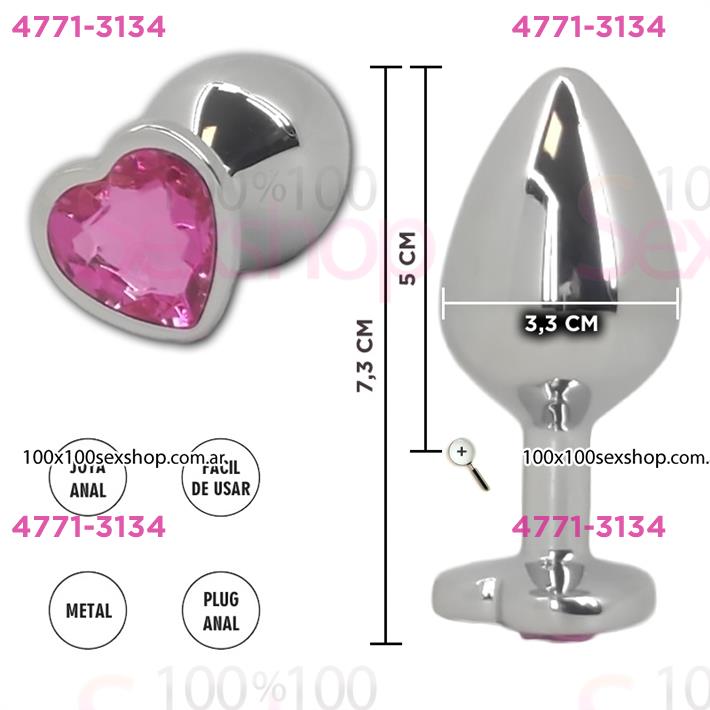 Cód: CA SS-SF-70798 - Joya anal corazon rosa metalica tamaño M - $ 24200