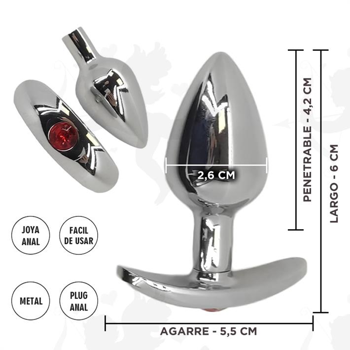 Cód: SS-SF-70828 - Plug anal con pequeña joya roja tamaño S - $ 9550