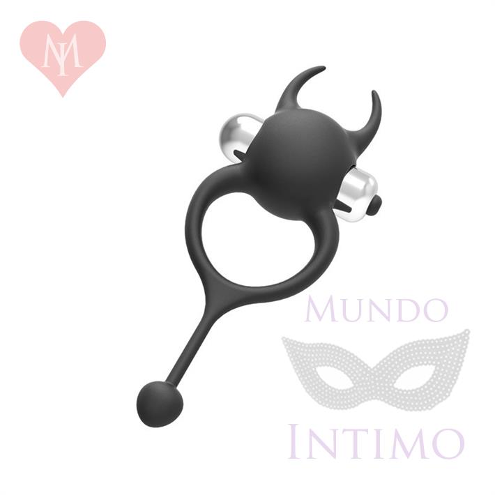 Anillo en forma de diablito negro con vibracion